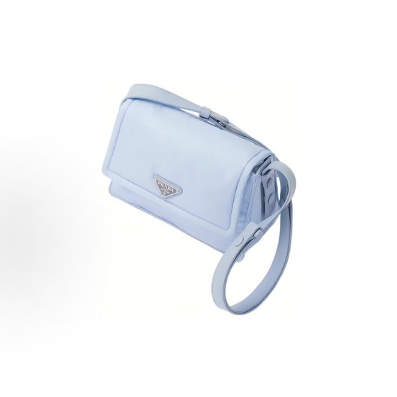 PRADA Re-Nylon brand letter logo messenger bag, single-shoulder bag, crossbody handbag, men\'s blue style